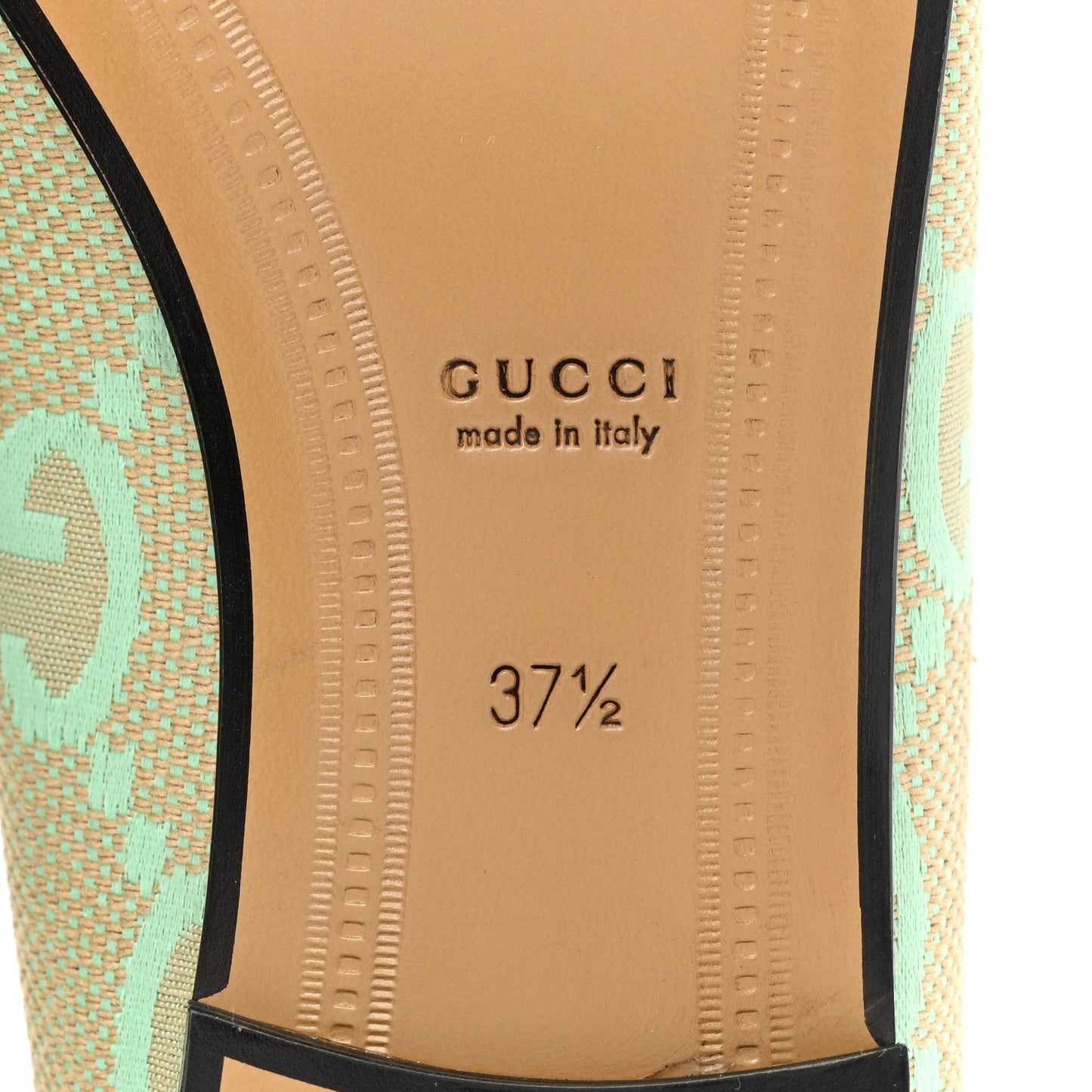 Canvas Monogram Jumbo GG Nappa Horsebit Womens Jordaan Loafers 37.5 Beige Pepperlight Mint