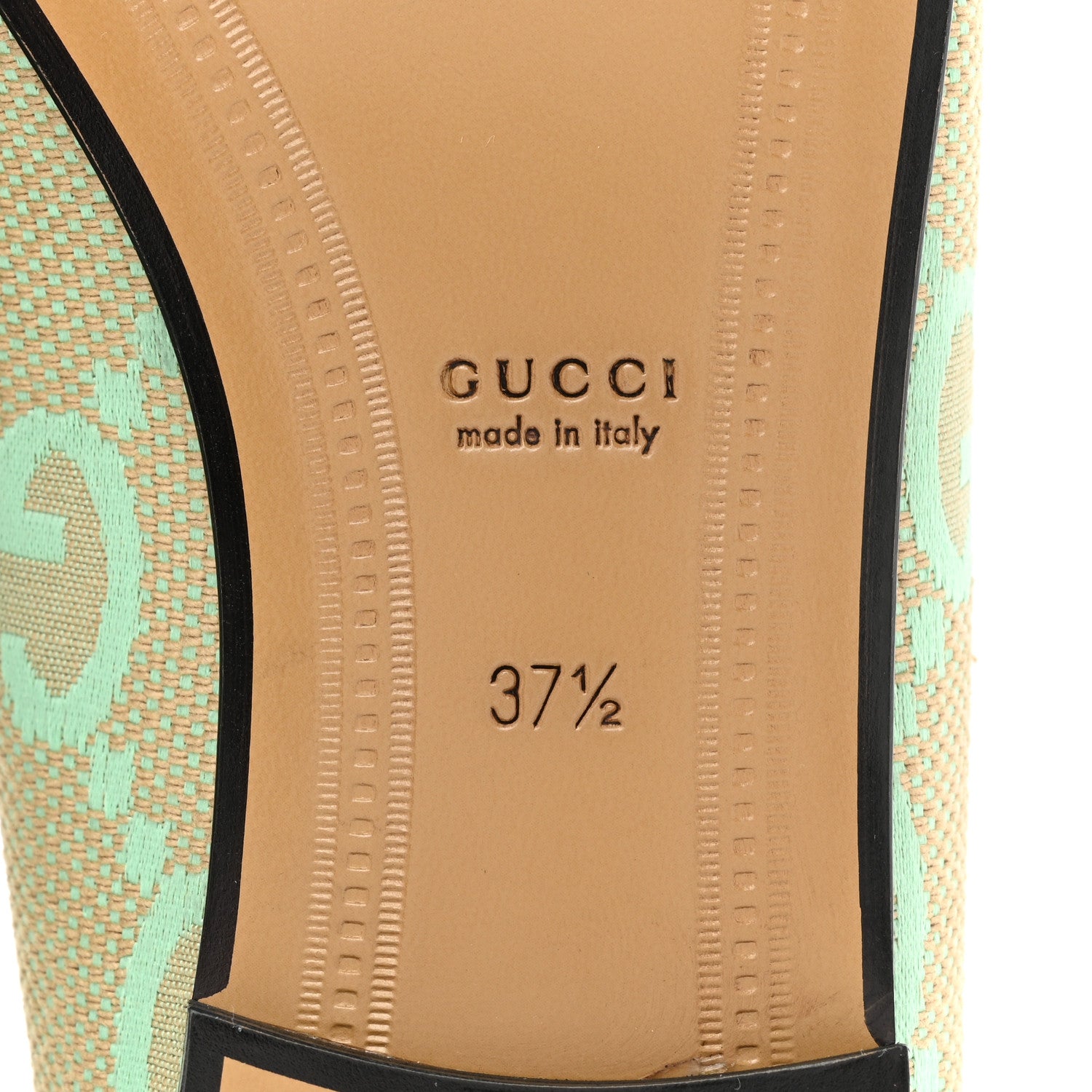 Gucci Canvas Monogram Jumbo GG Nappa Horsebit Womens Jordaan Loafers 37.5 Beige Pepperlight Mint 6 of 9