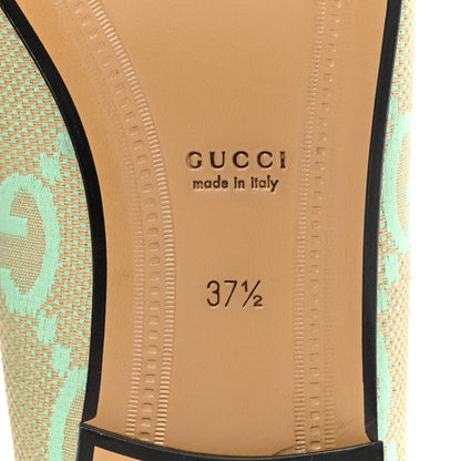 Gucci Canvas Monogram Jumbo GG Nappa Horsebit Womens Jordaan Loafers 37.5 Beige Pepperlight Mint 6 of 9