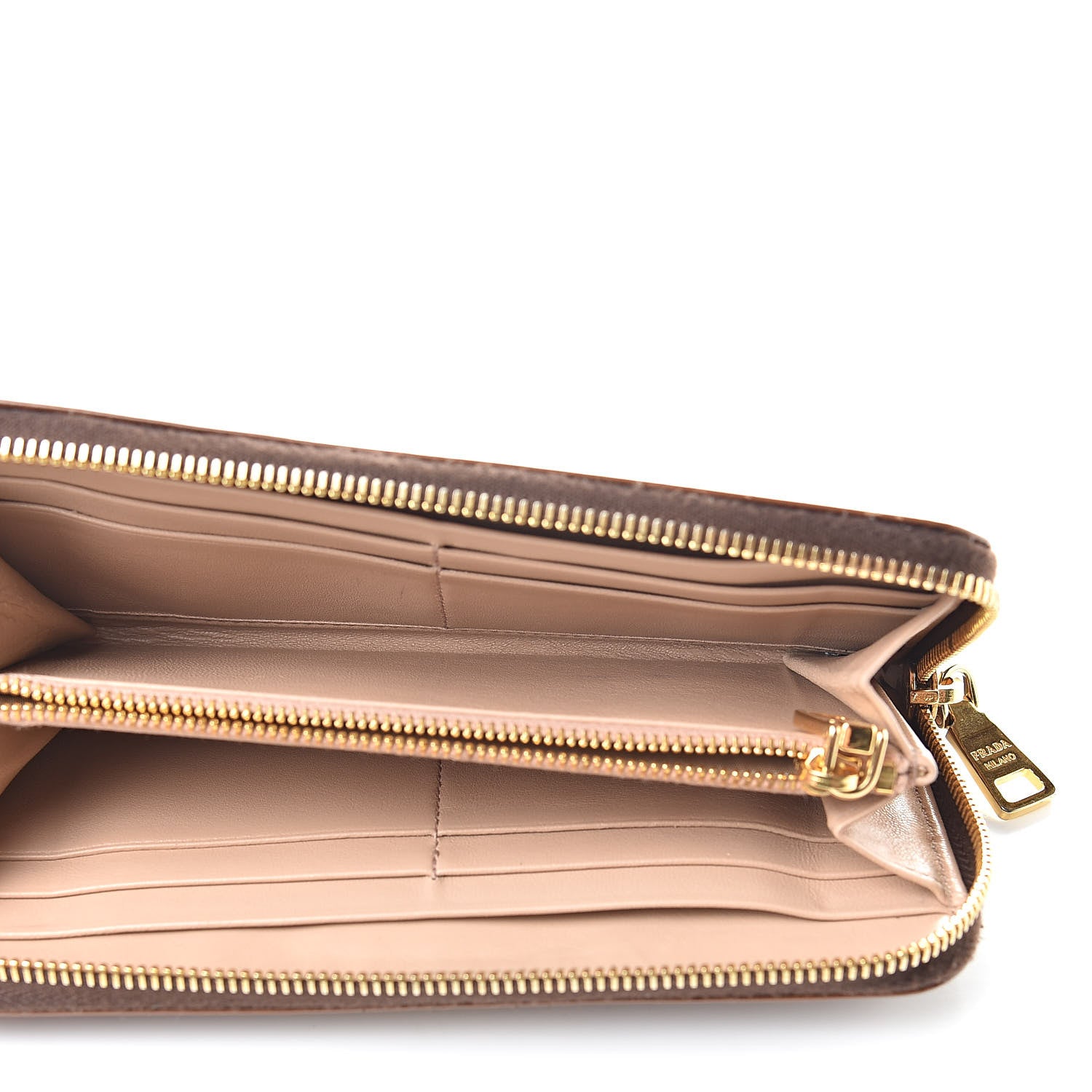 Prada Vernice Zip Around Wallet Brown 5 of 14