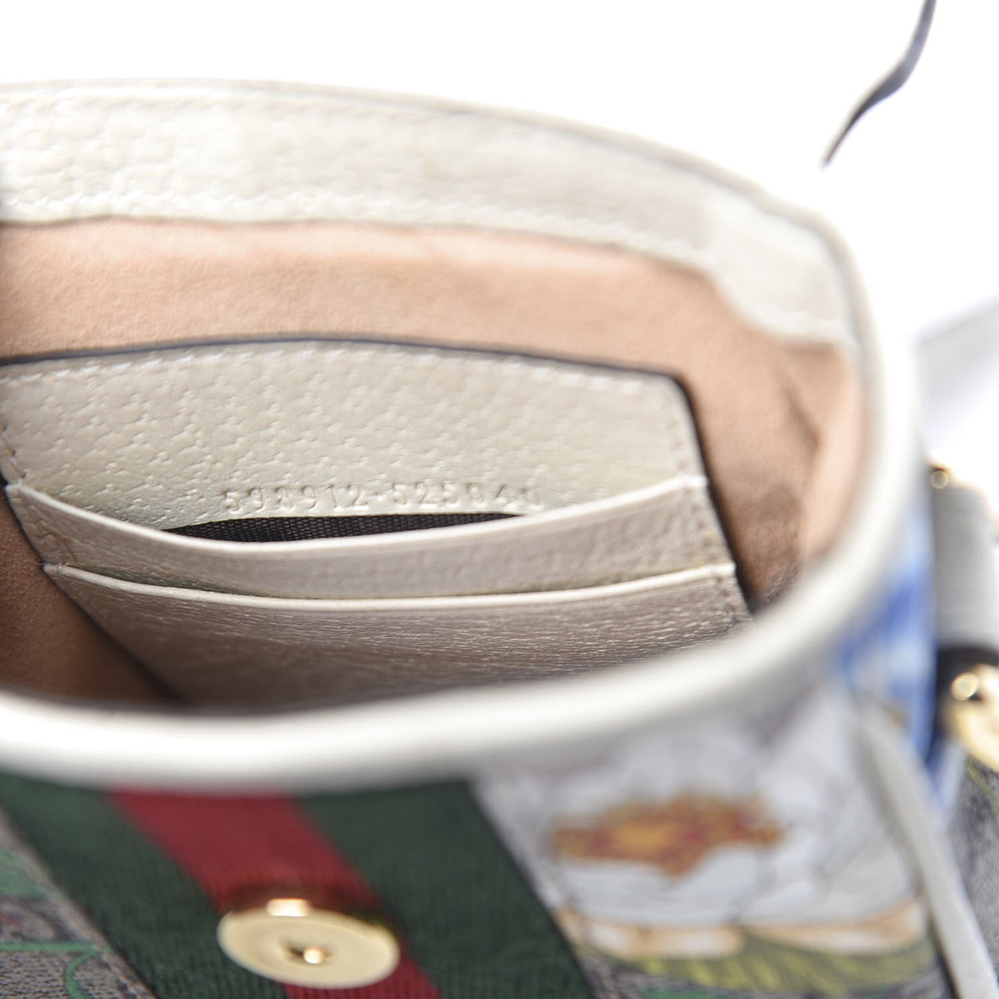 GG Supreme Monogram Flora Web Ophidia Phone Crossbody Bag White