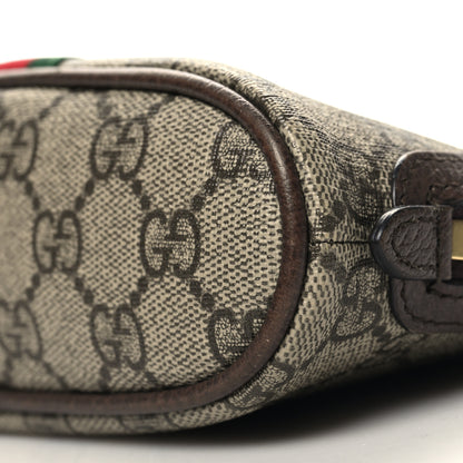 Gucci GG Supreme Monogram Textured Calfskin Web Medium Ophidia Cosmetic Case Beige Ebony New Acero 10 of 10
