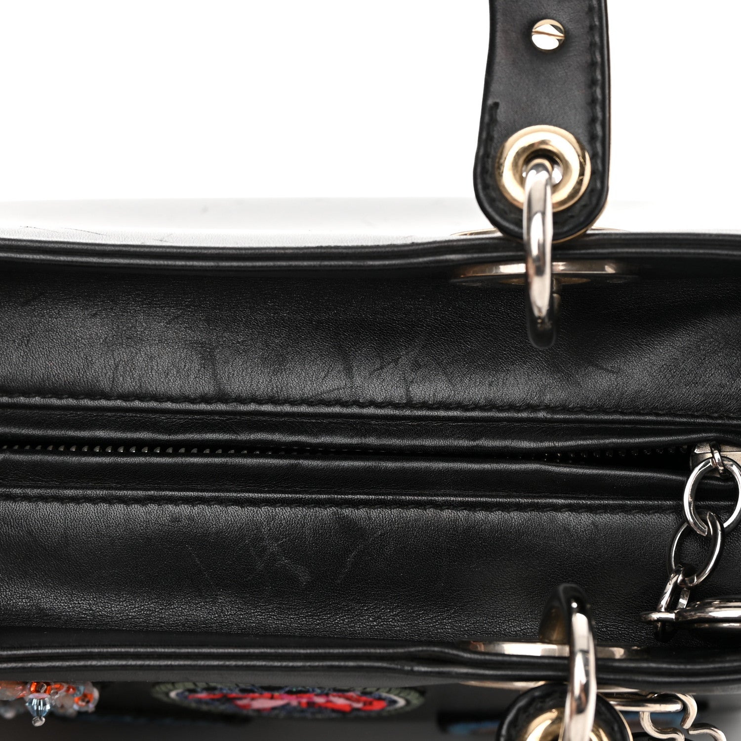 Christian Dior Smooth Calfskin Medium Lucky Badges Lady Dior Black 12 of 18