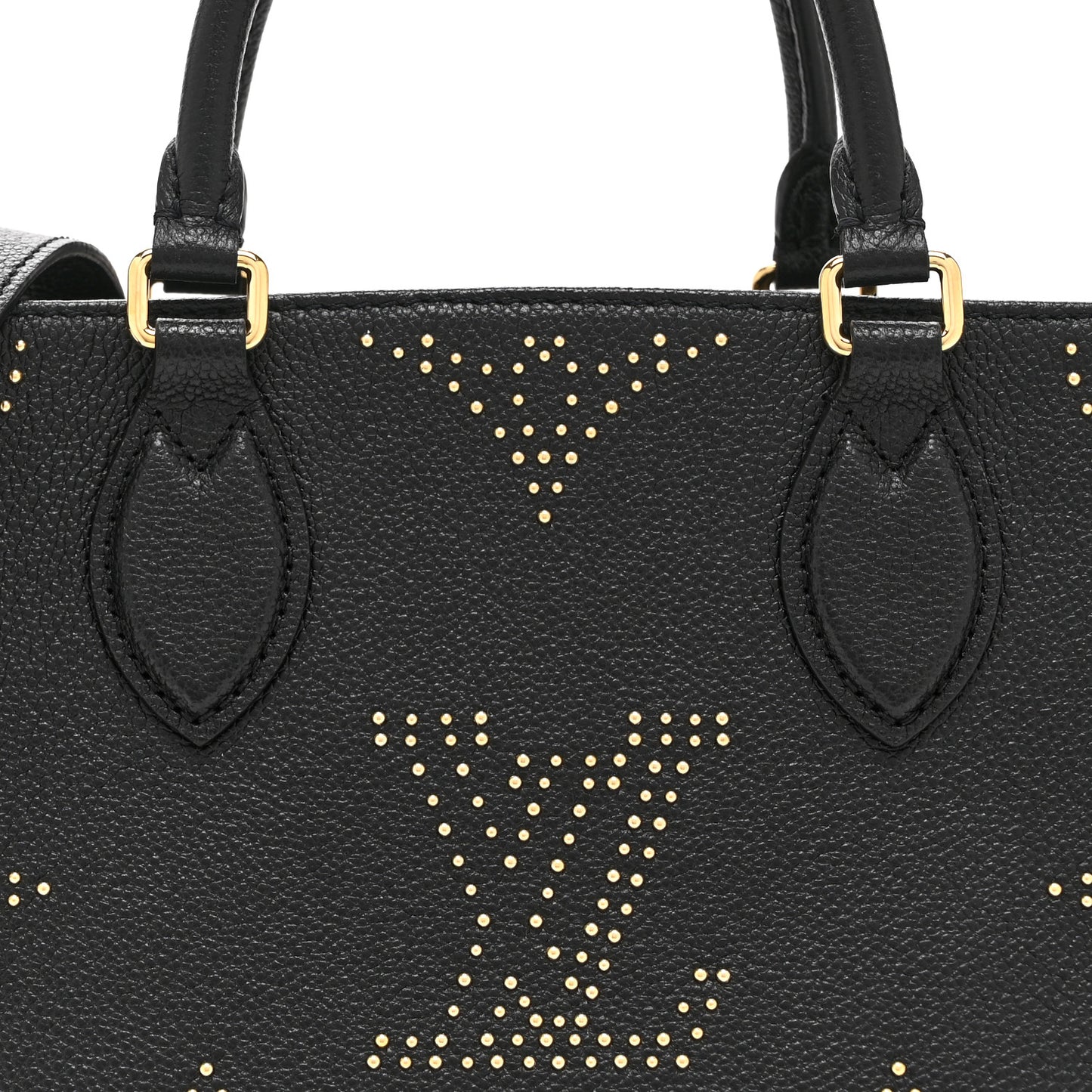 Grained Calfskin Studded Monogram Giant Onthego PM Black