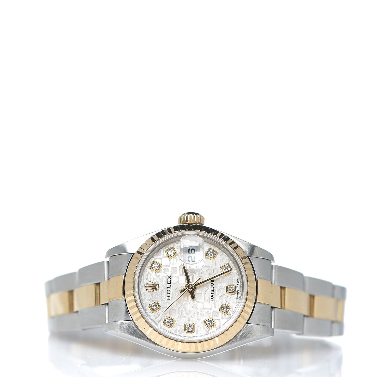 Stainless Steel 18K Yellow Gold Diamond 26mm Oyster Perpetual Datejust Watch Silver Jubilee 79173