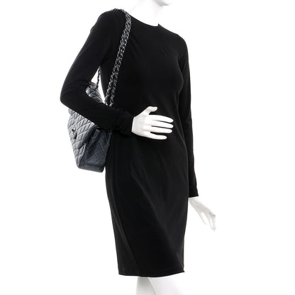 Chanel Metallic Caviar Quilted Jumbo Double Flap Dark Grey 3 of 8