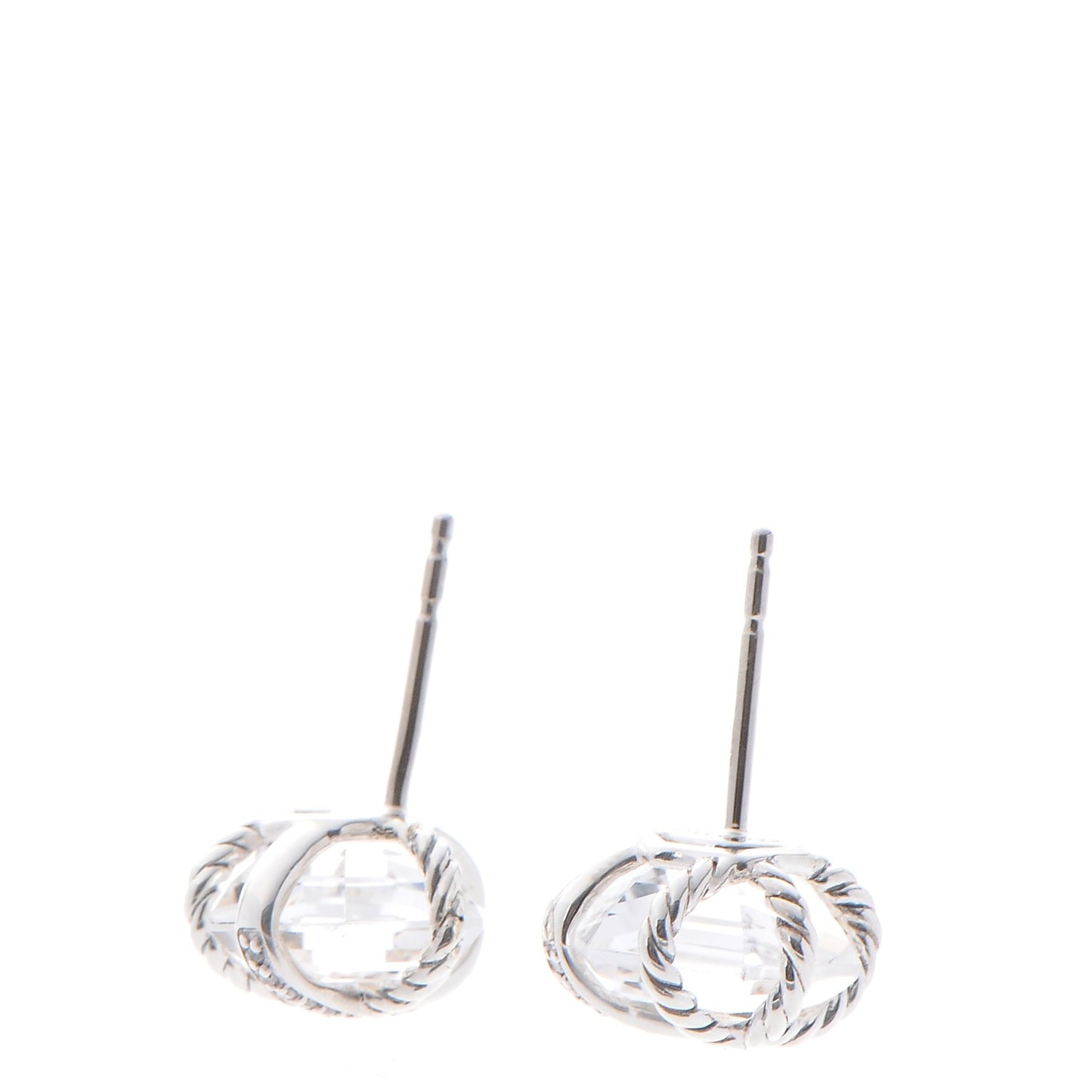 Sterling Silver Diamond Crystal 10mm Cable Wrap Earrings