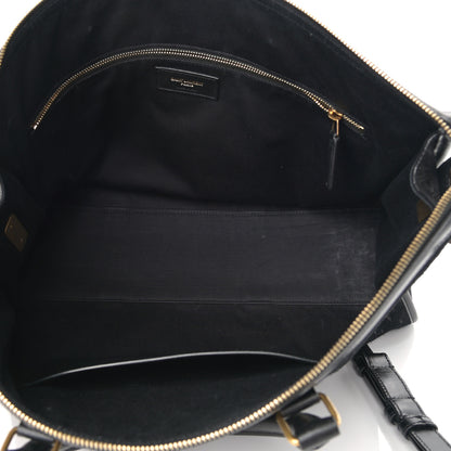 Saint Laurent Suede All-Over Monogram Medium Le Monogramme Duffle Black 8 of 24