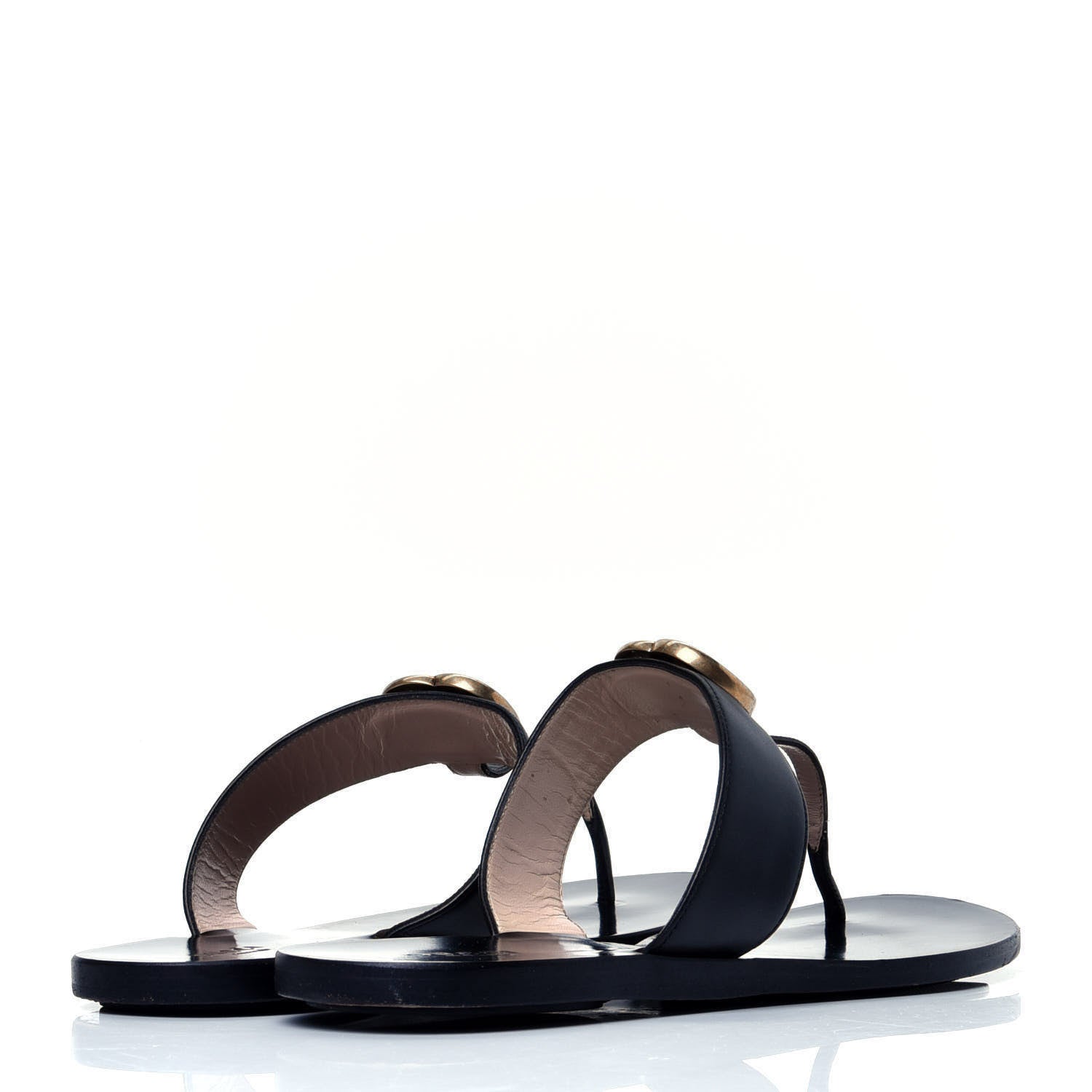 Gucci Calfskin GG Marmont Thong Sandals 39 Black 3 of 7