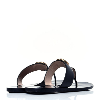 Gucci Calfskin GG Marmont Thong Sandals 39 Black 3 of 7