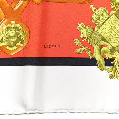 Hermes Silk Harnais De Cour Scarf 90 White Orange Vert 4 of 5