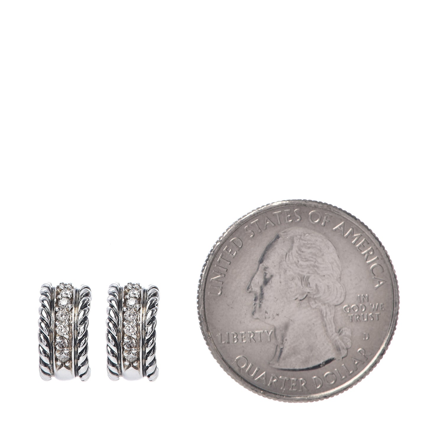 Sterling Silver Diamond 12mm Cable Hoop Earrings