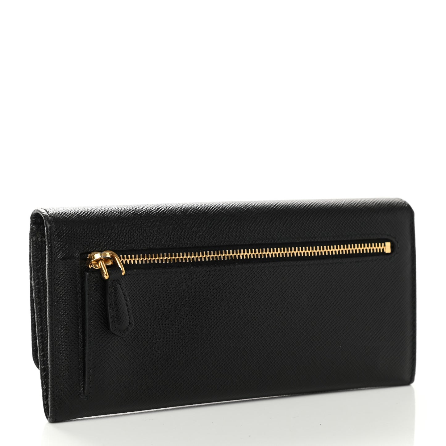 Saffiano Metal Continental Flap Wallet Black