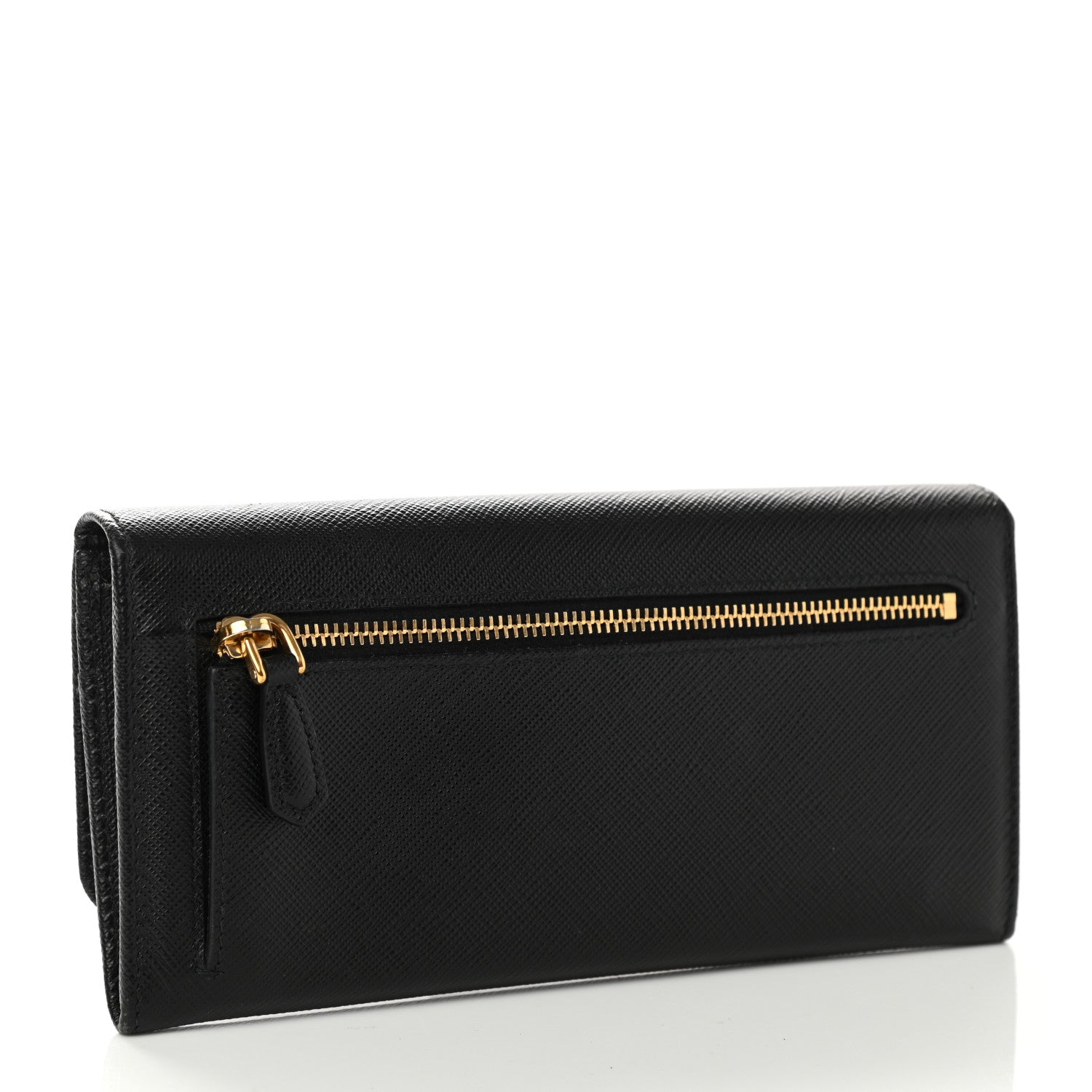 Prada Saffiano Metal Continental Flap Wallet Black 4 of 8