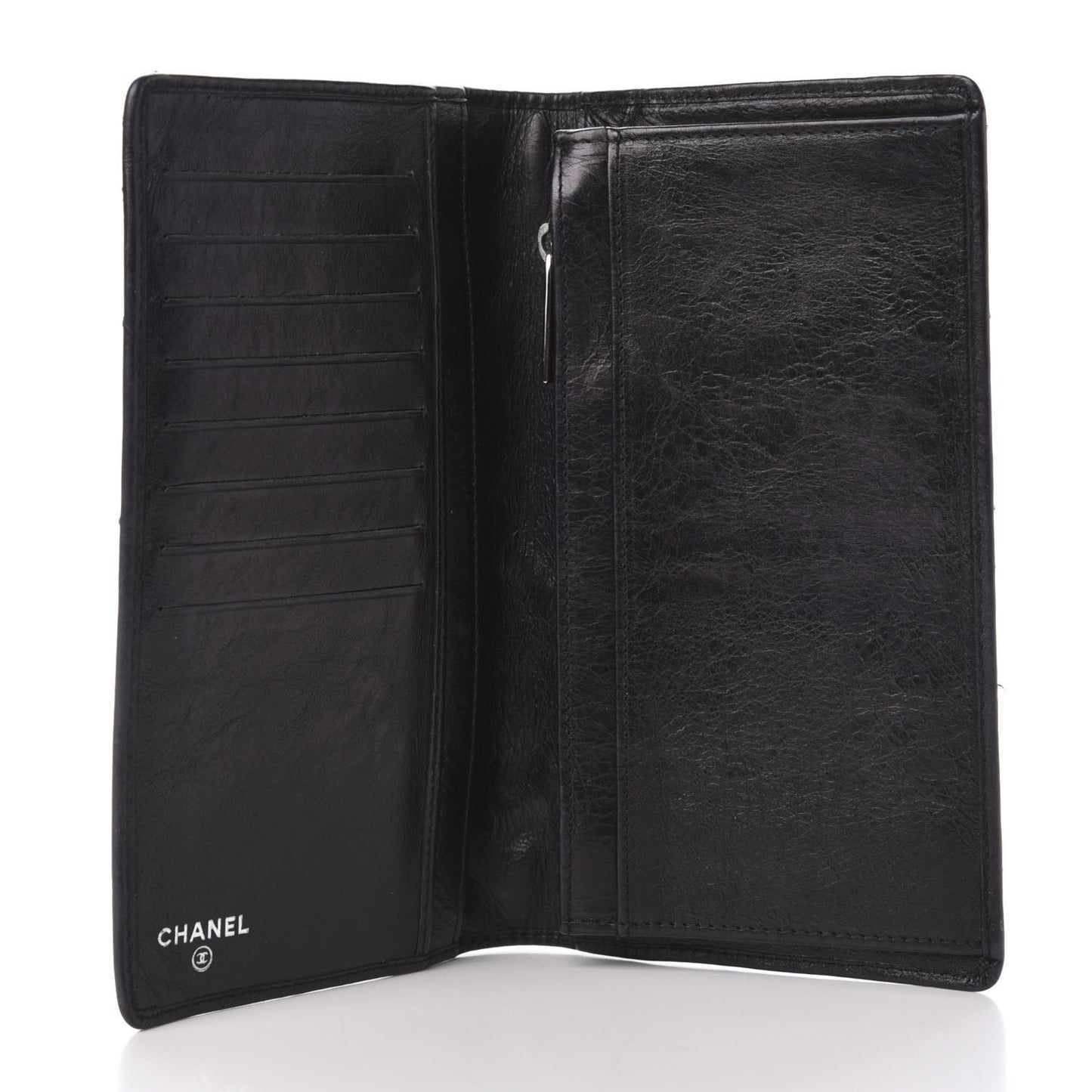 Calfskin Quilted Cambon Yen Wallet Black