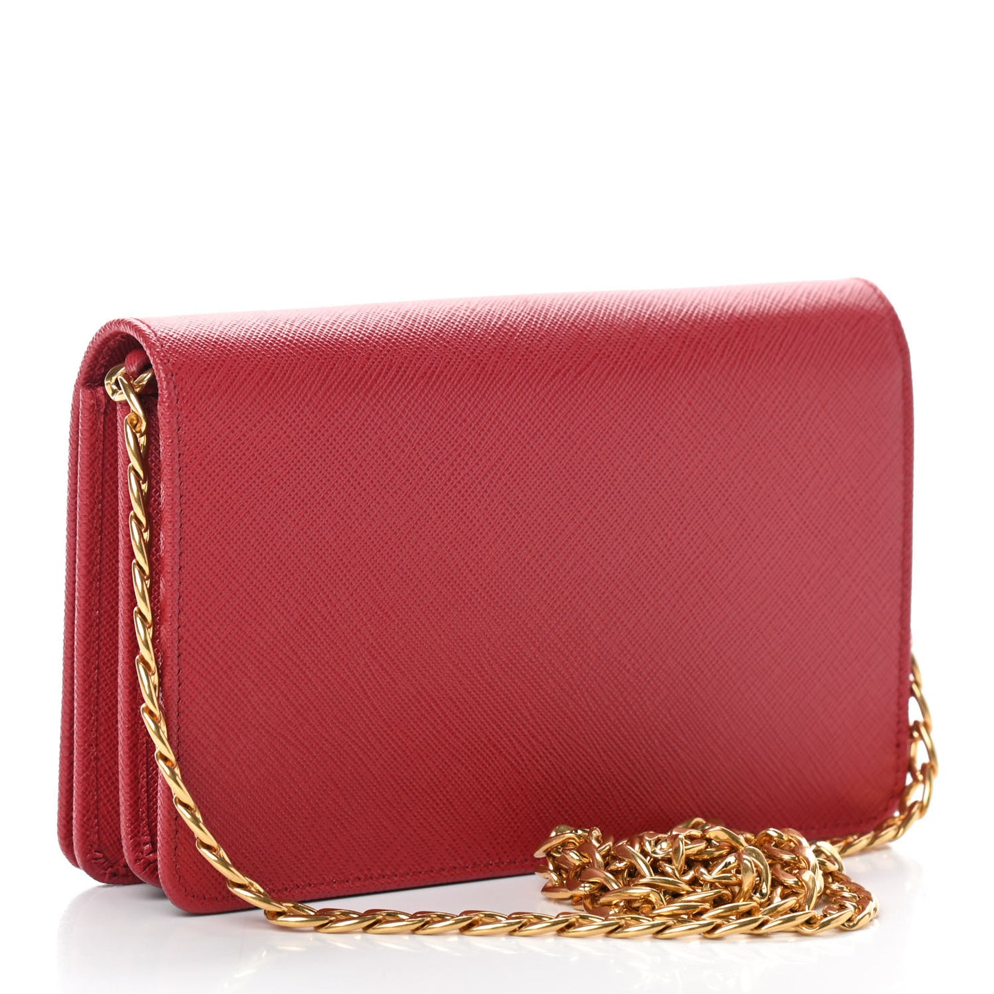 Saffiano Lux Chain Wallet Fuoco