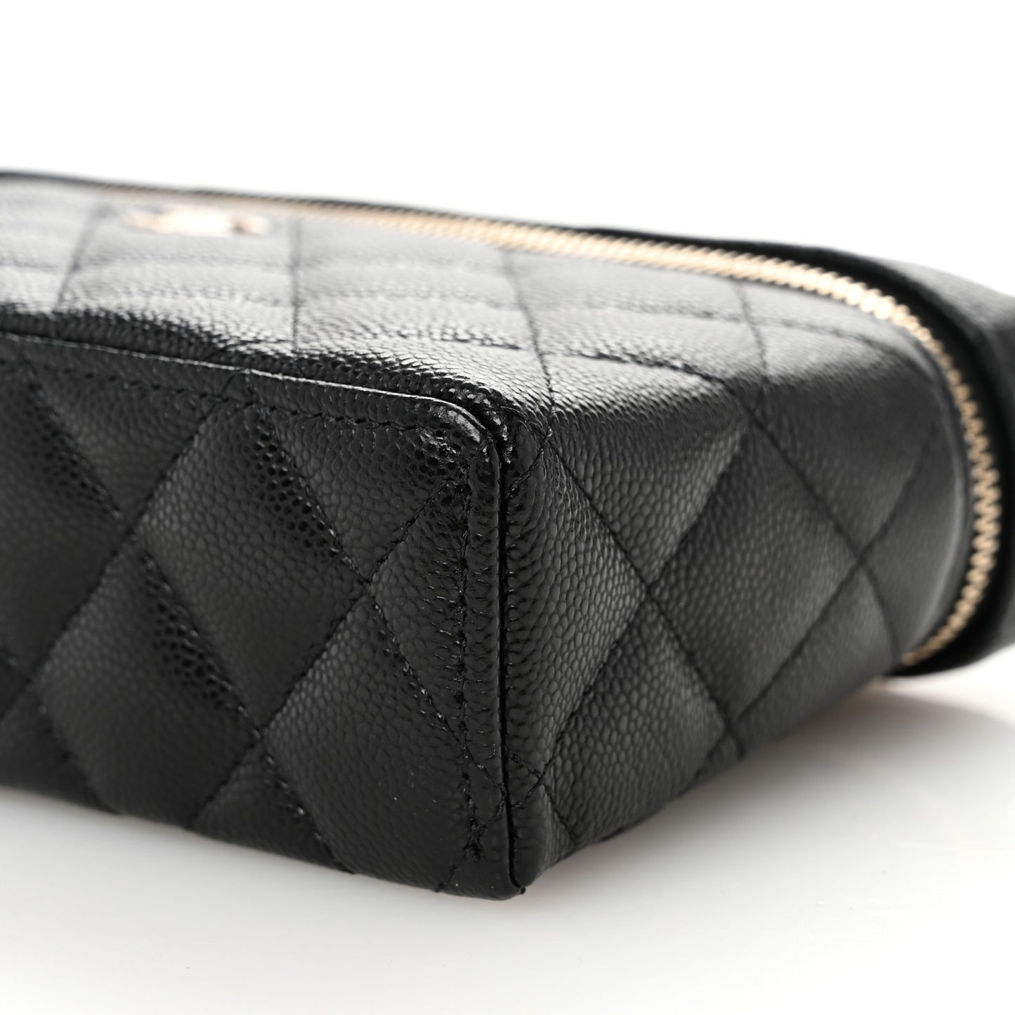 Caviar Quilted Top Handle Slim Vanity With Chain Black