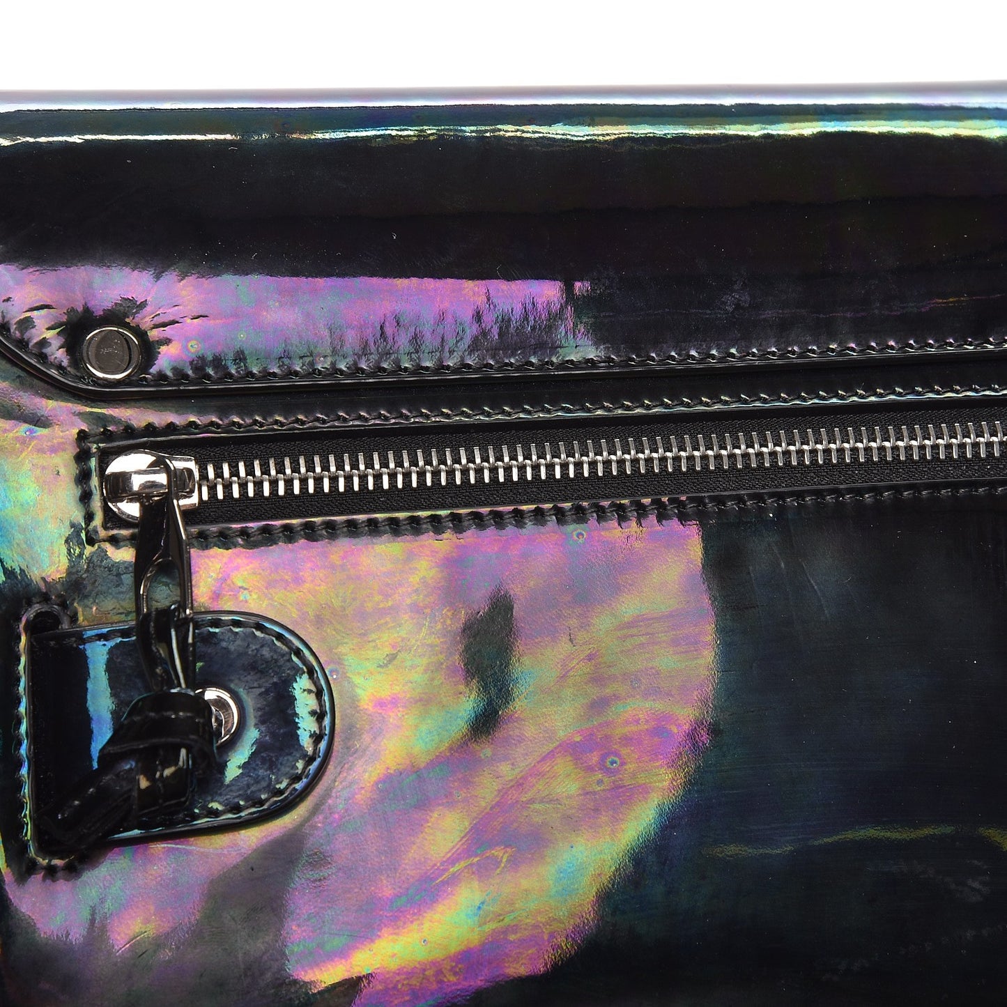 PS11 Holographic Patent Mini Classic Shoulder Bag Oil Slick