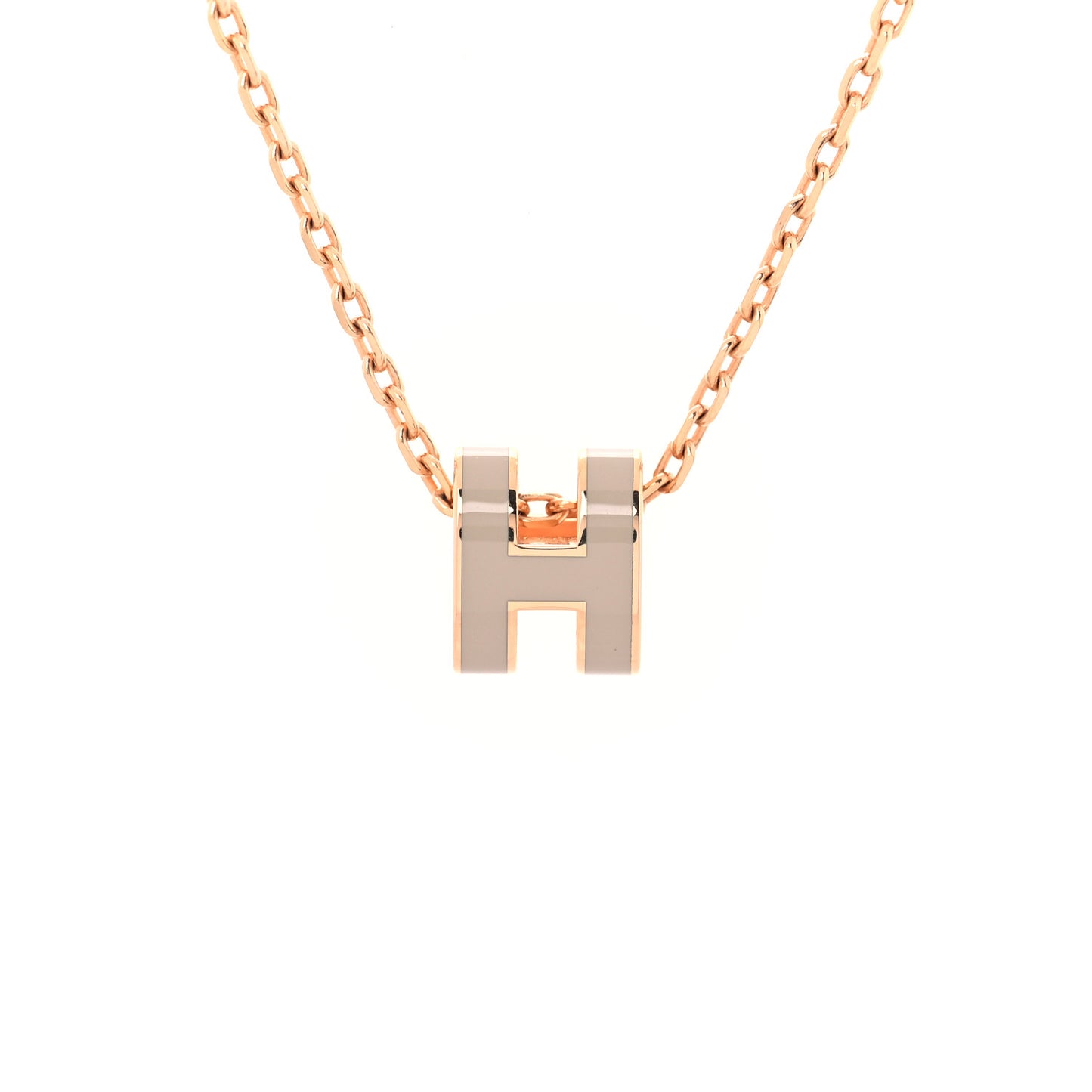Lacquered Rose Gold Mini Pop H Pendant Necklace Marron Glace