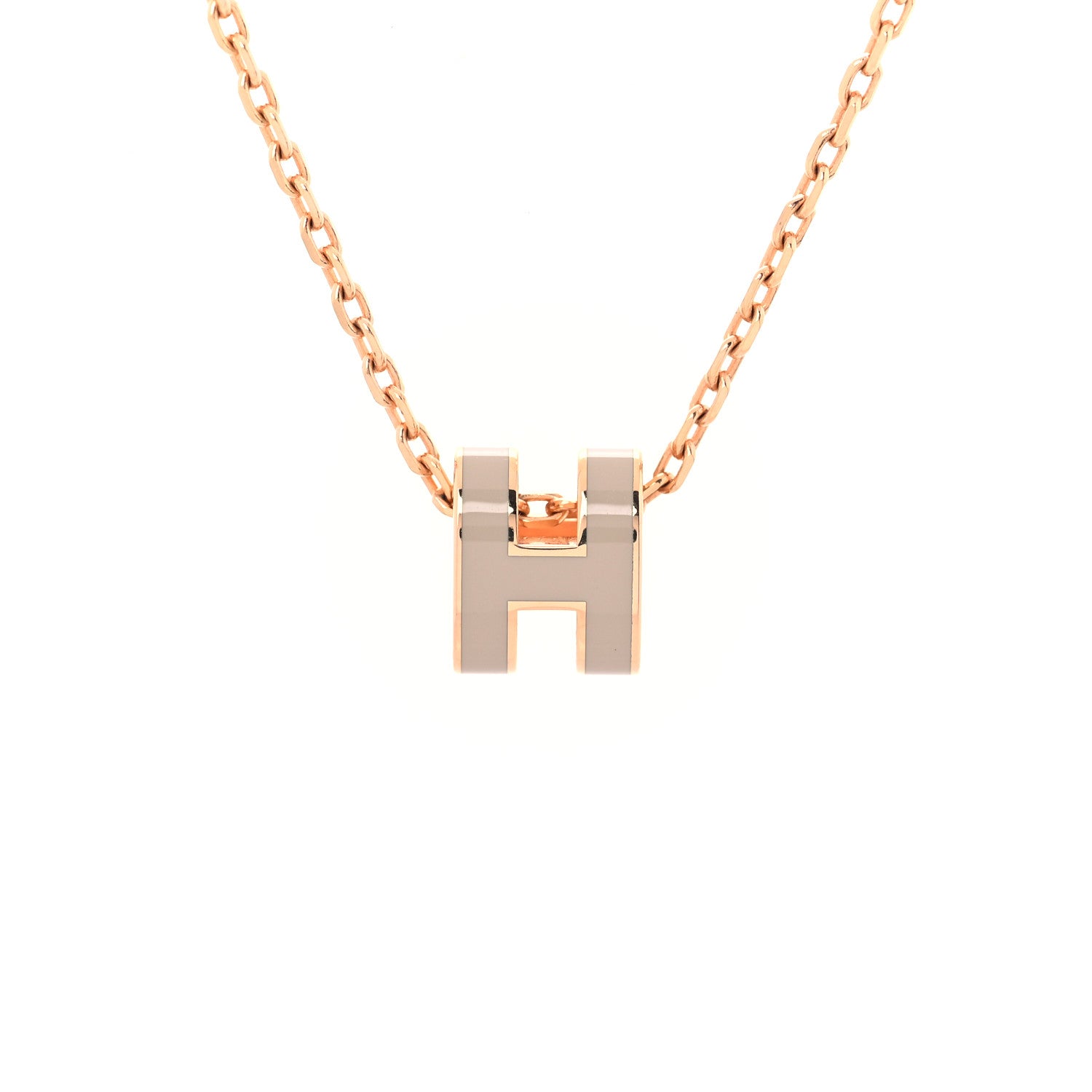 Hermes Lacquered Rose Gold Mini Pop H Pendant Necklace Marron Glace 4 of 7
