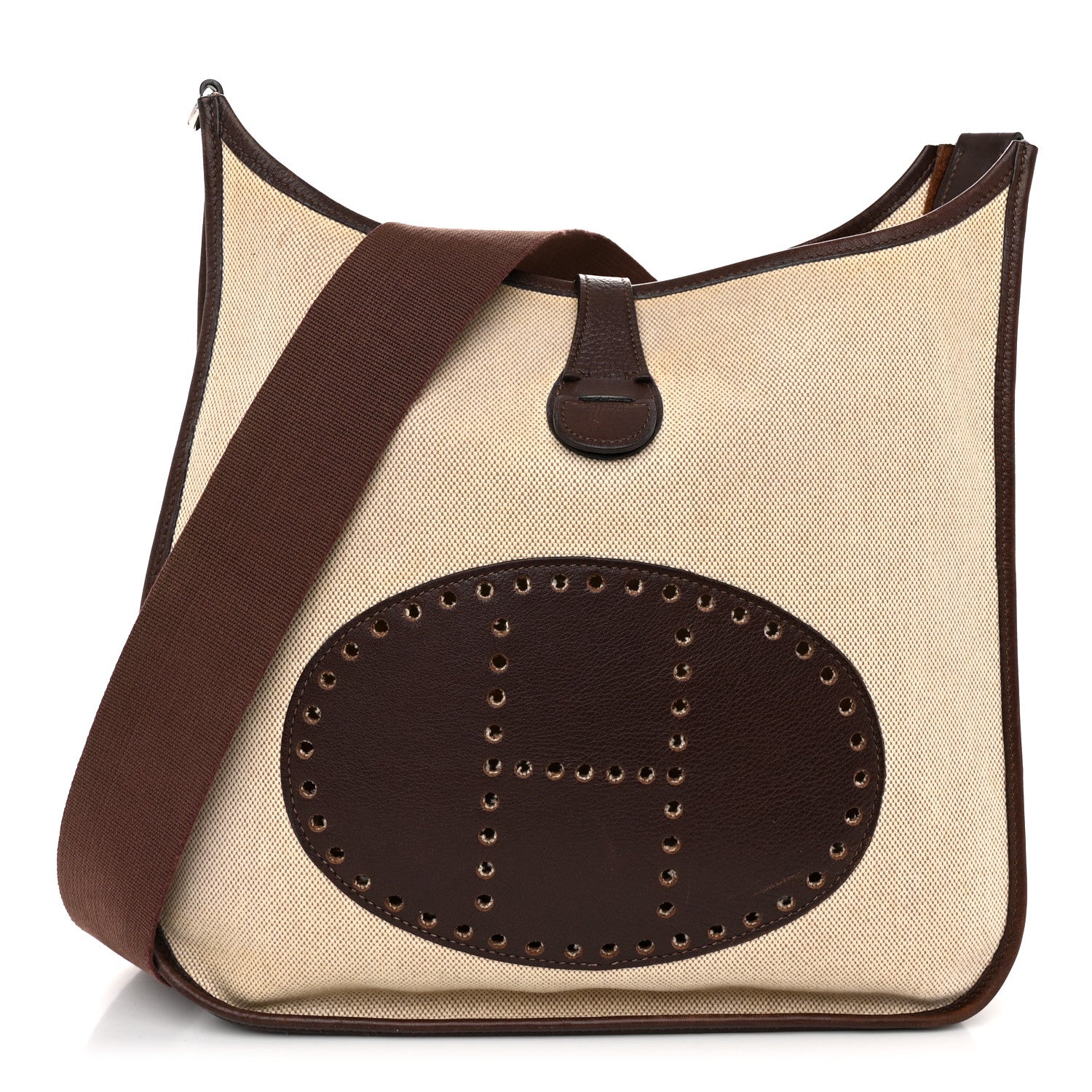 Hermes Toile Taurillon Clemence Evelyne PM Ecru Ebene 1 of 12