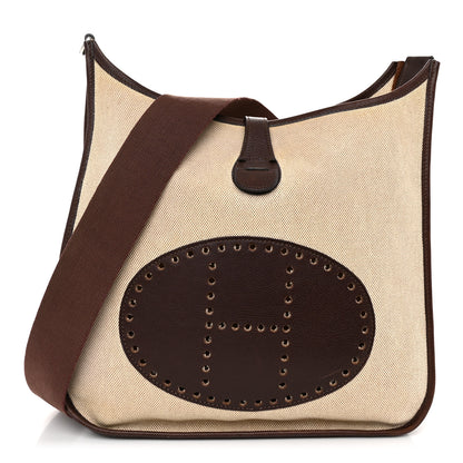 Hermes Toile Taurillon Clemence Evelyne PM Ecru Ebene 1 of 12