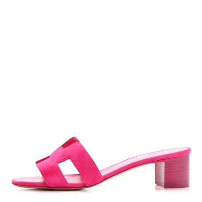 Hermes Suede Goatskin Oasis Sandals 37.5 Rose Fuchsia 1 of 12