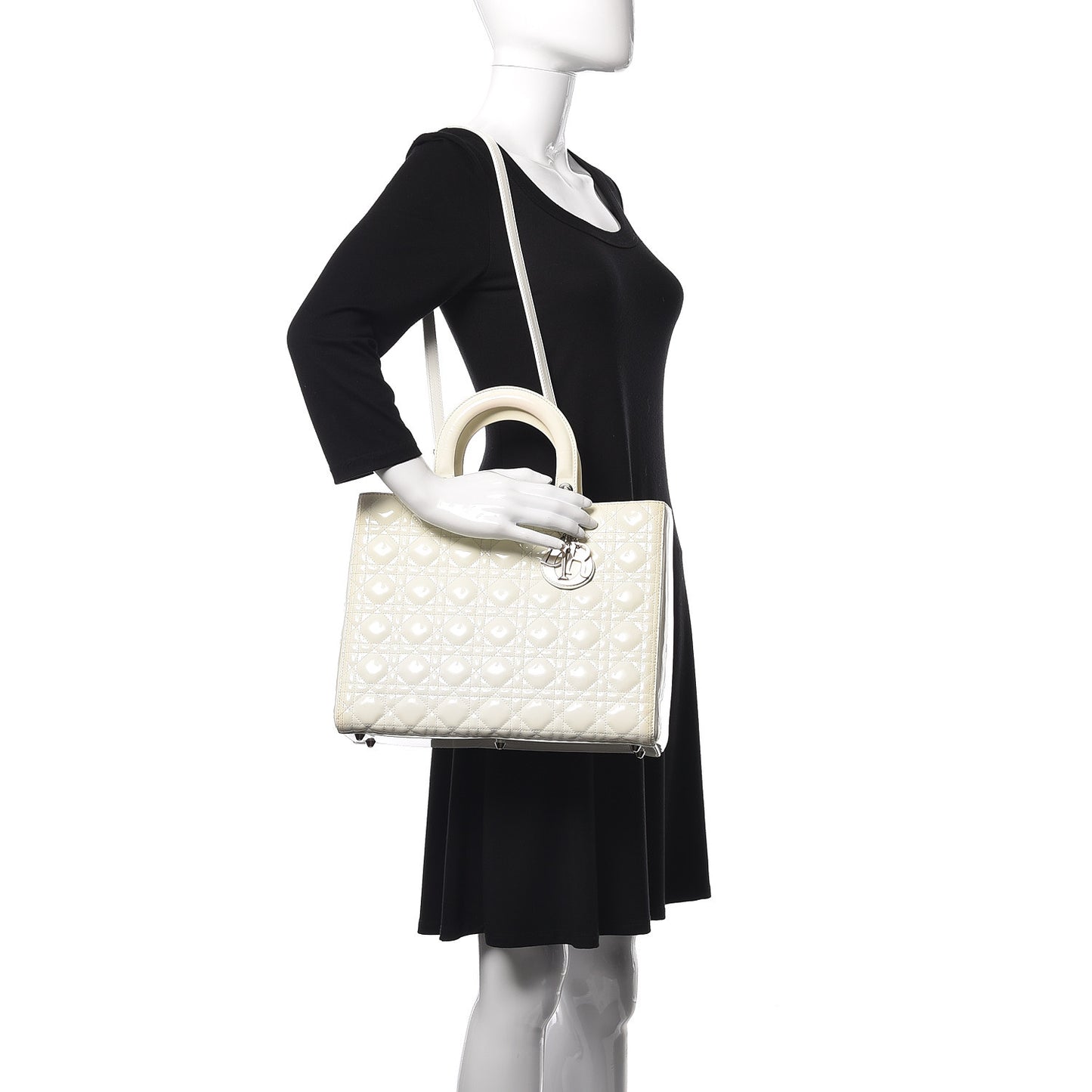 Patent Cannage Large Lady Dior White