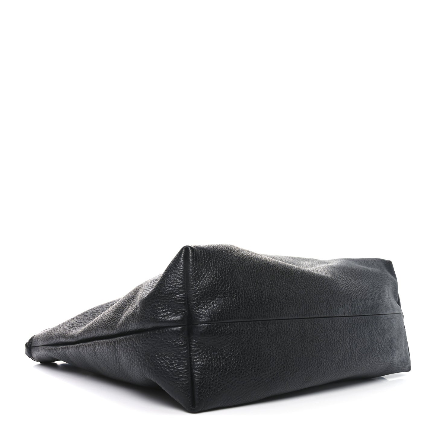 Pebbled Calfskin Bamboo Tassel Tote Black