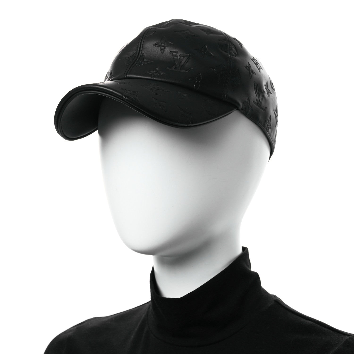 LOUIS VUITTON ．キャップ Louis Vuitton Calfskin Monogram Shadow Baseball Cap 58 Black