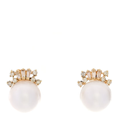Parker & West by FASHIONPHILE 14K Yellow Gold Diamond Cultured Pearl 10.5-11mm Earrings 1 of 5