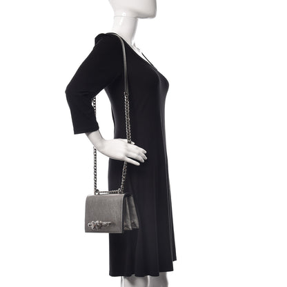 Alexander McQueen Metallic Goatskin Jeweled Knuckle Satchel Silver 2 of 9