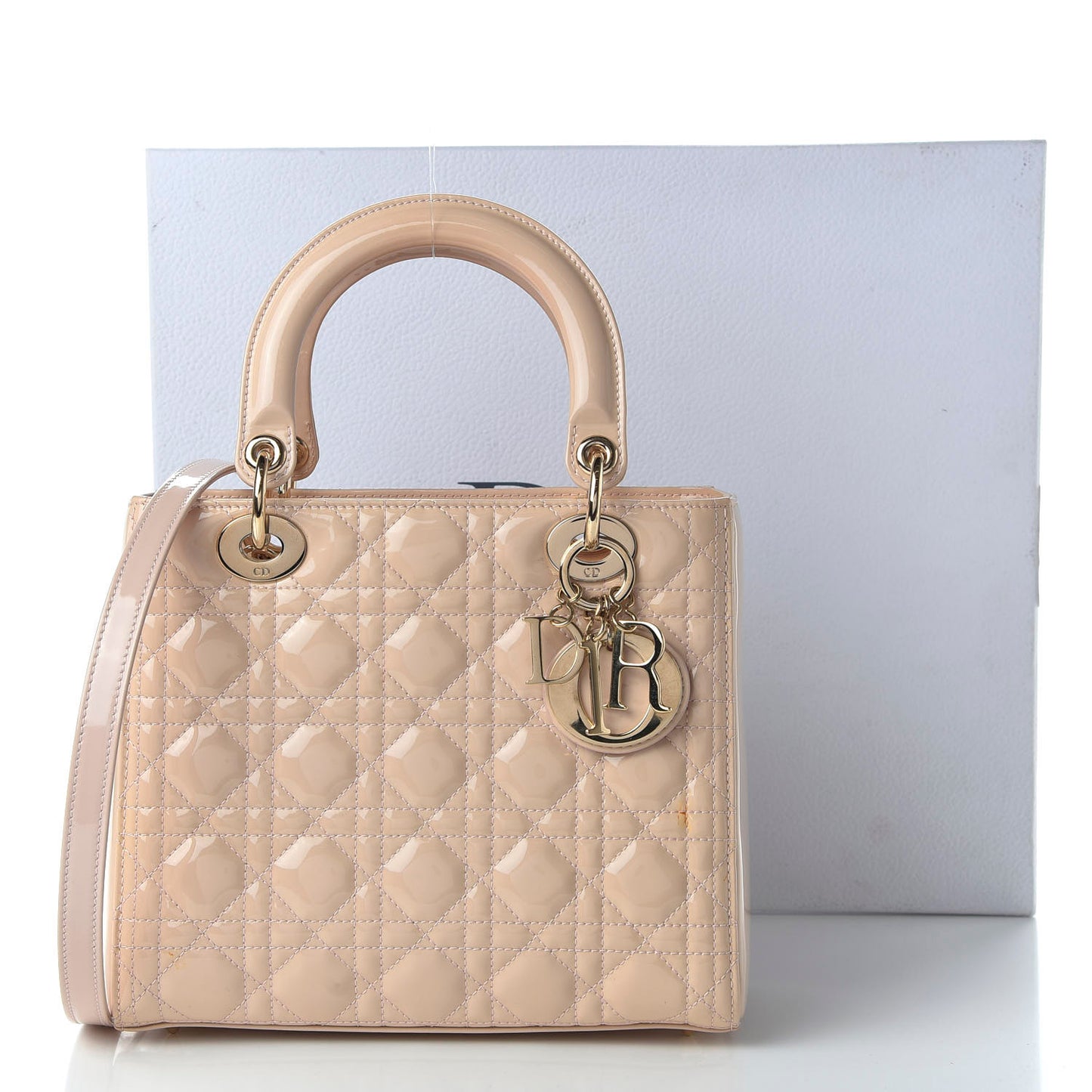 Patent Cannage Medium Lady Dior Rose Clair