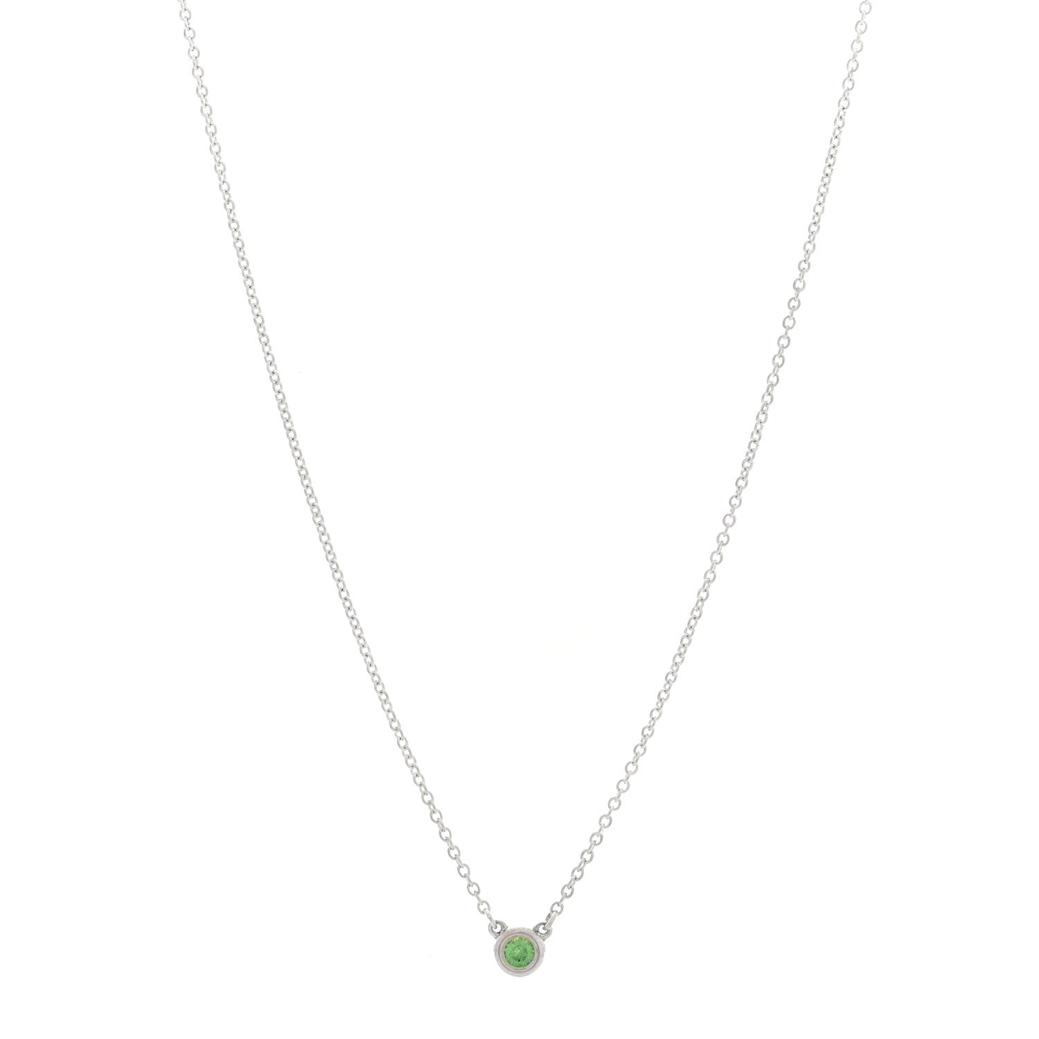 Tiffany Sterling Silver Tsavorite Garnet Elsa Peretti Color by the Yard Pendant Necklace 1 of 5