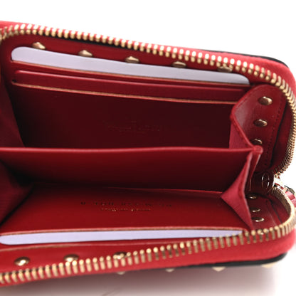Valentino Garavani Calfskin Rockstud Zip Around Coin Case Card Holder Rosso Valentino 5 of 7