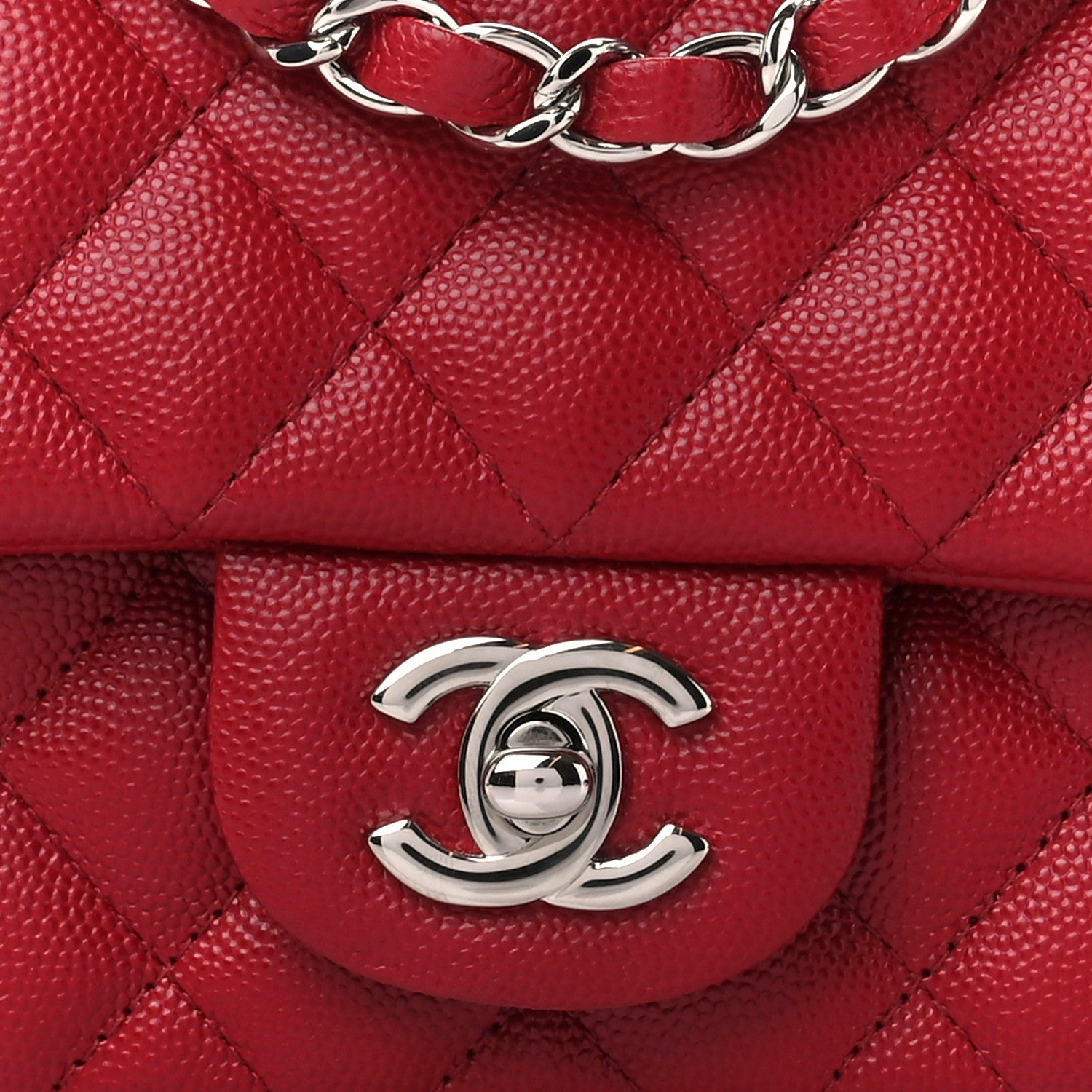 Chanel Caviar Quilted Mini Rectangular Flap Red 9 of 11