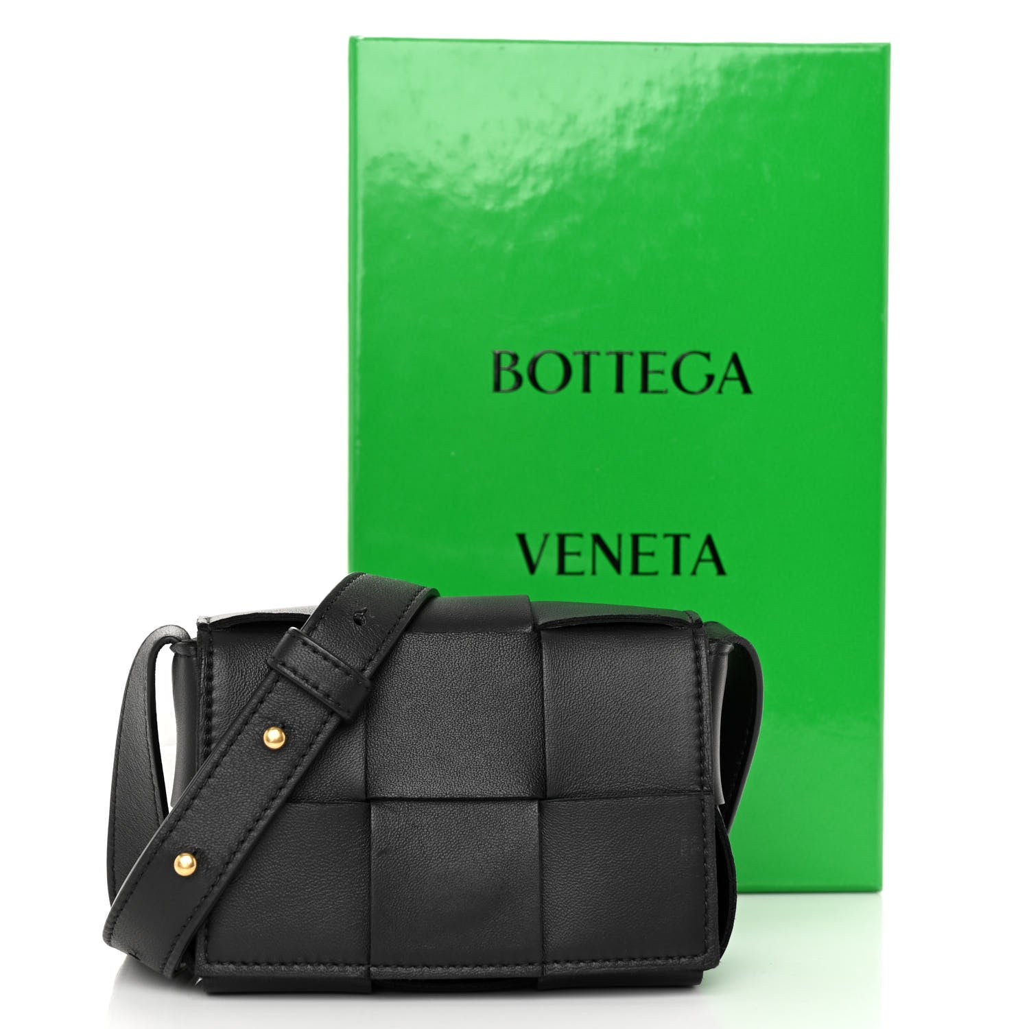 Bottega Veneta Lambskin Maxi Intrecciato Extra Mini Cassette Crossbody Bag Black 10 of 10