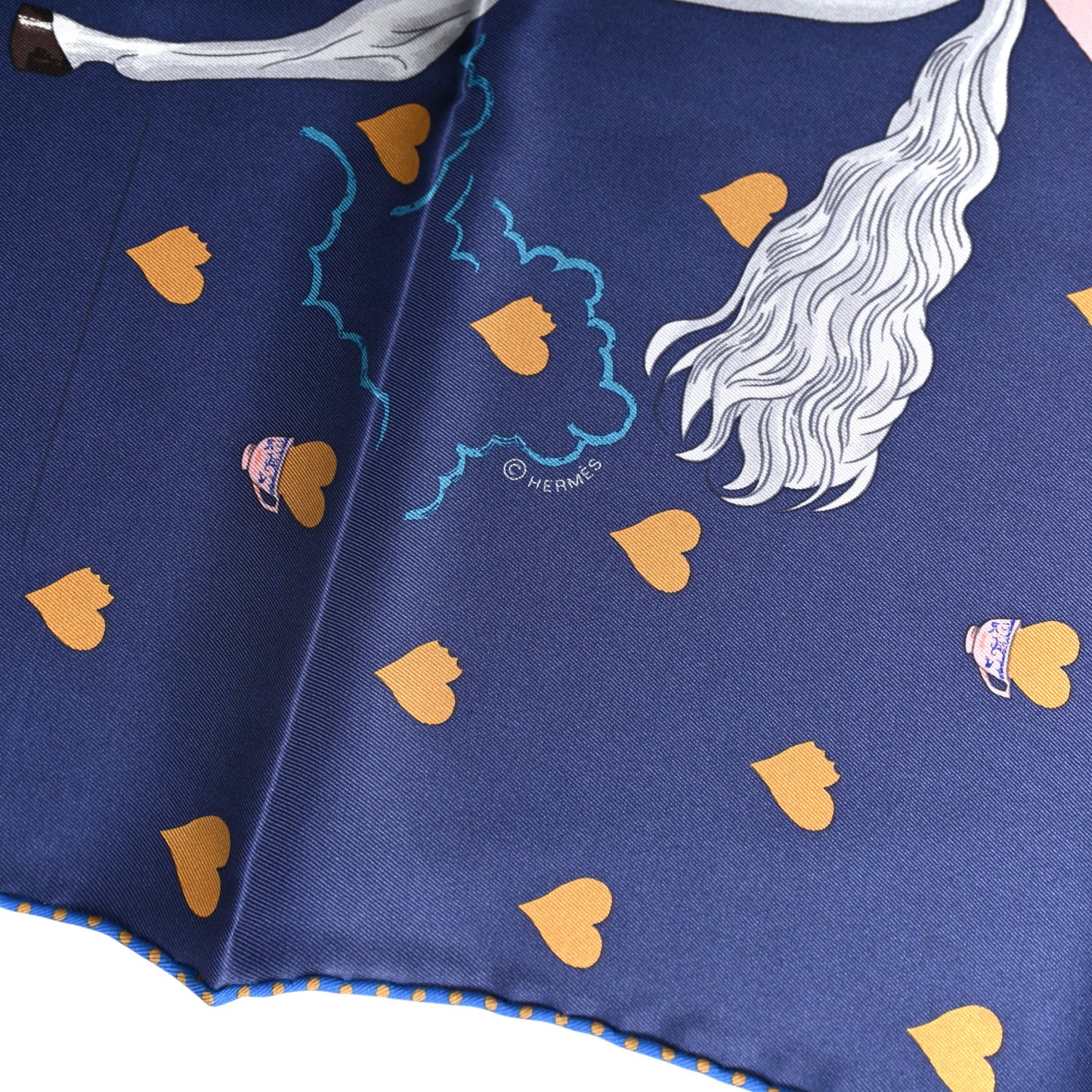 Silk Tea Time Scarf 70 Marine Vieux Rose