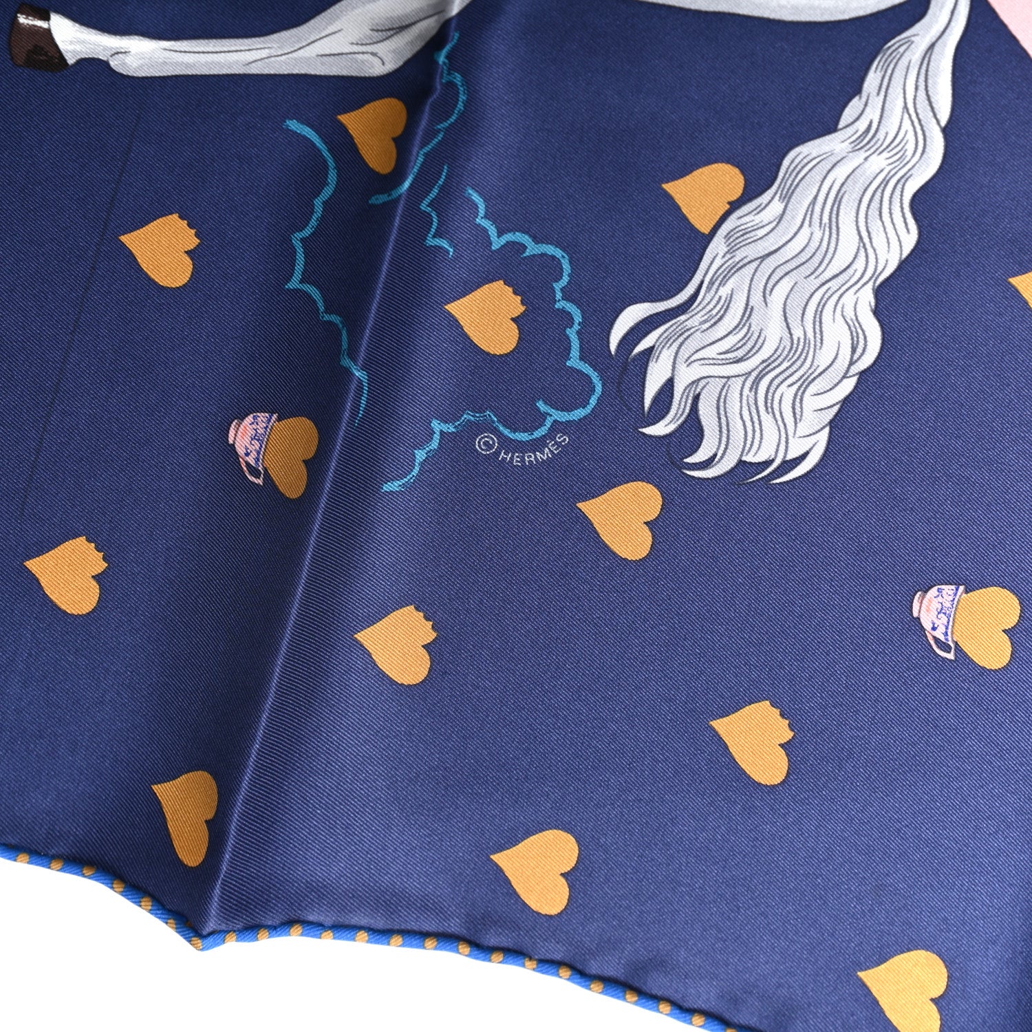 Hermes Silk Tea Time Scarf 70 Marine Vieux Rose 5 of 6