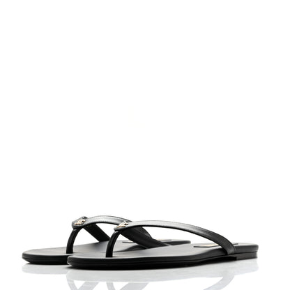 Chanel Shiny Lambskin Crystal CC Thong Sandals 40 Black 4 of 11