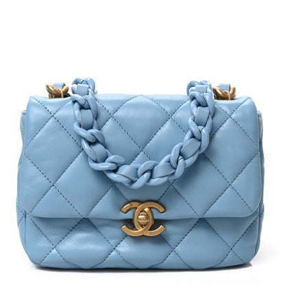 Chanel Lambskin Quilted Mini Lacquered Chain Flap Light Blue 1 of 8