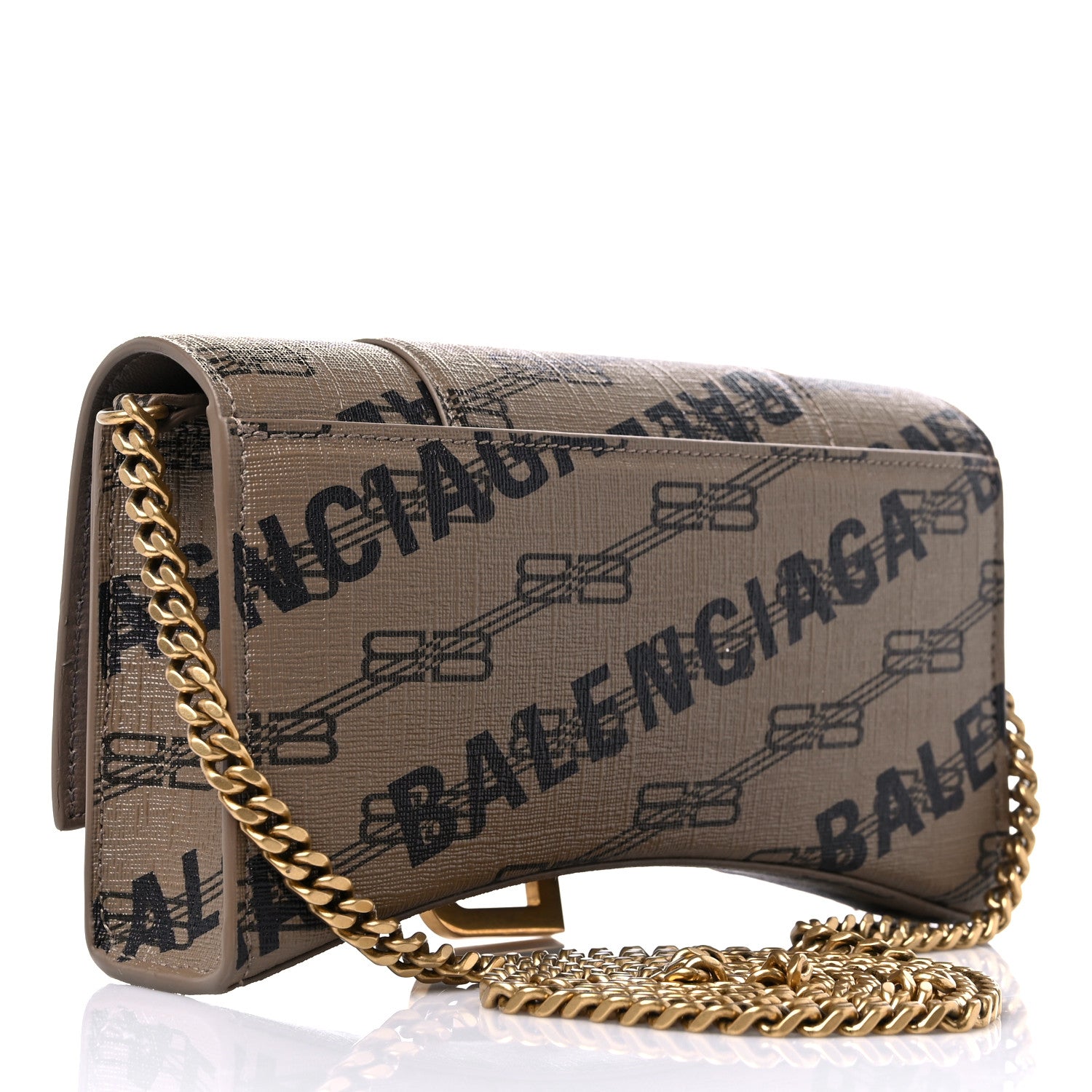 Balenciaga Coated Canvas BB Monogram Allover Logo Hourglass Chain Bag Beige Brown Black 2 of 9