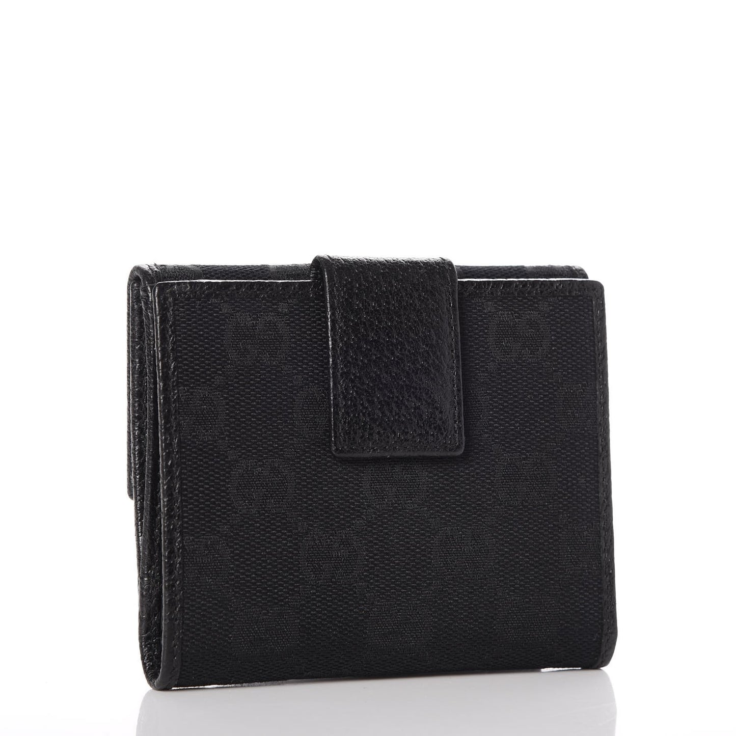 Monogram Textured Calfskin Metal Bar French Flap Wallet Black