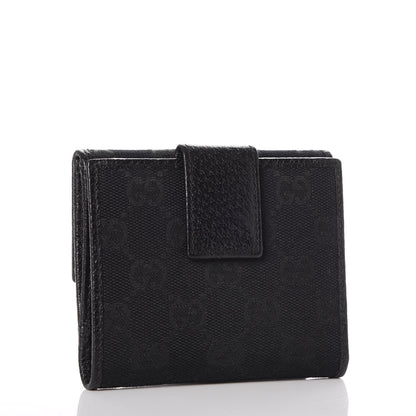 Gucci Monogram Textured Calfskin Metal Bar French Flap Wallet Black 3 of 7