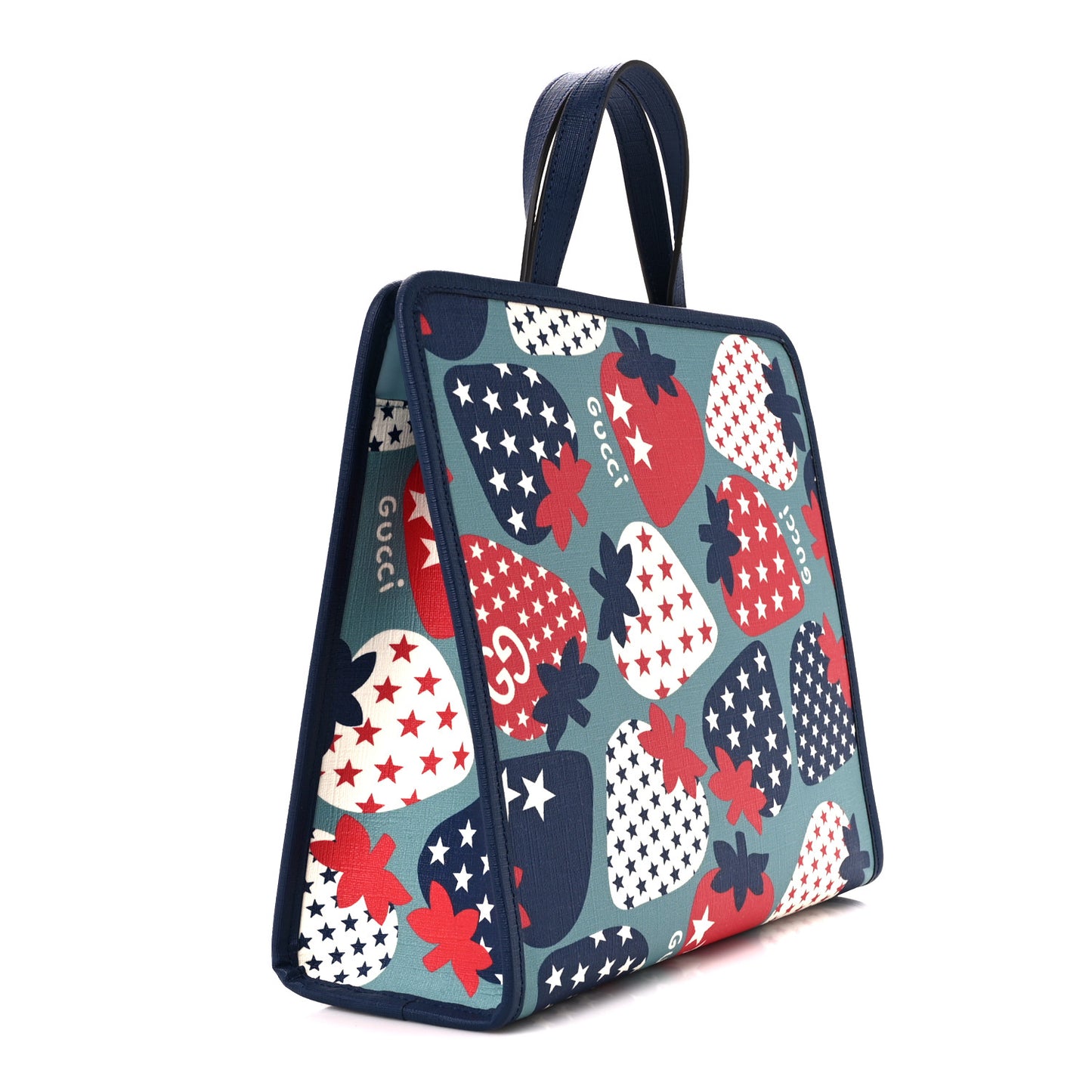 Coated Canvas Strawberry Stars Childrens Tote Red White Blue
