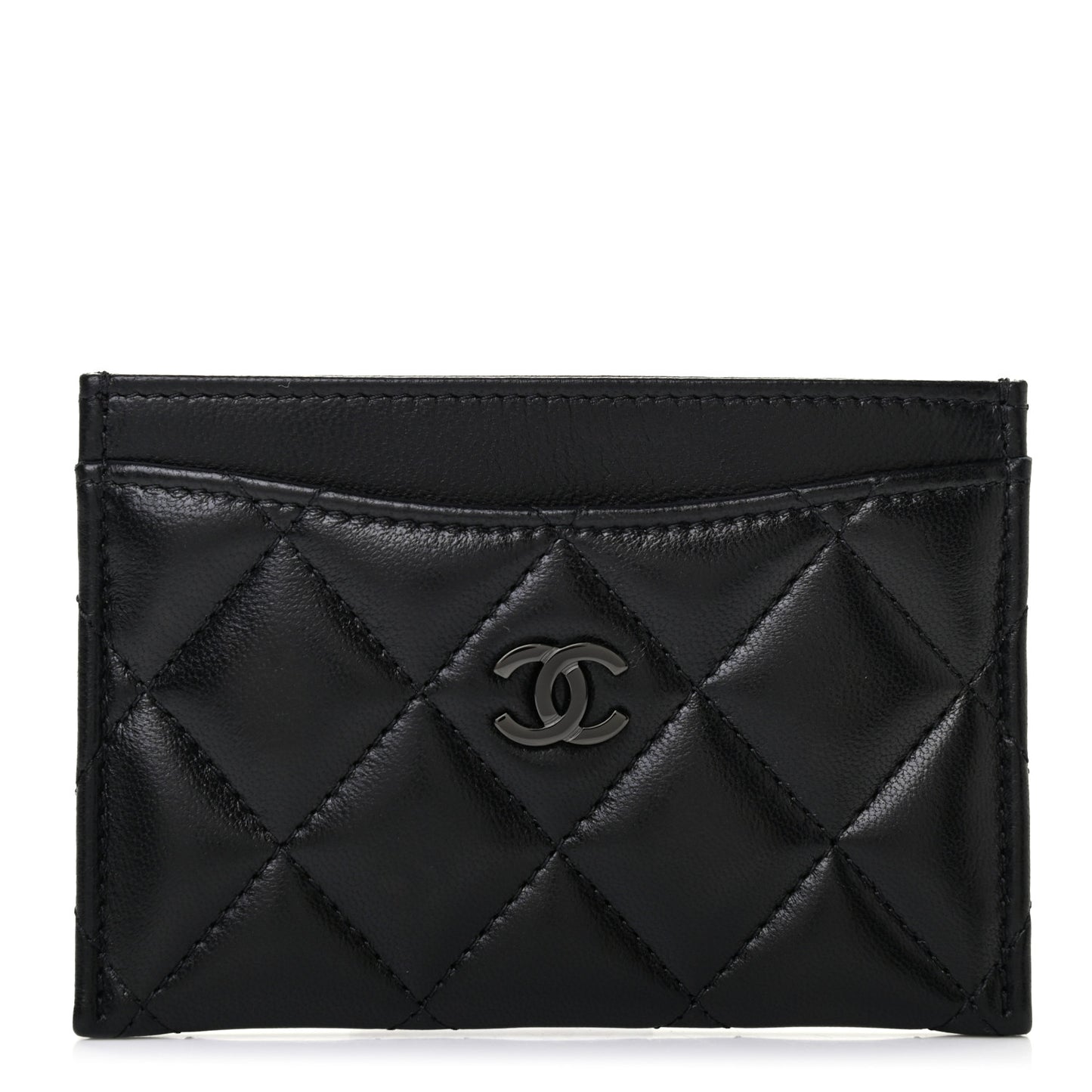 Lambskin Quilted Card Holder So Black