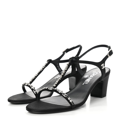 Chanel Satin Crystal CC Star Sandals 36 Black 3 of 8