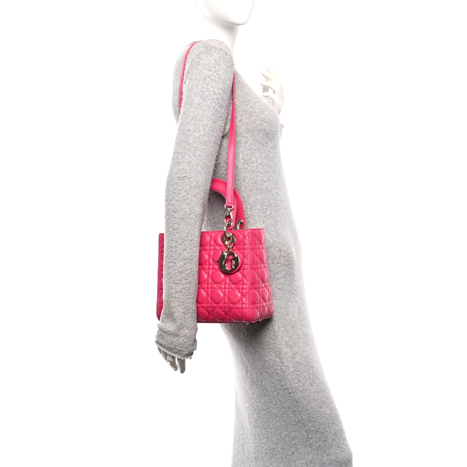 Christian Dior Lambskin Cannage Medium Lady Dior Pink 2 of 10