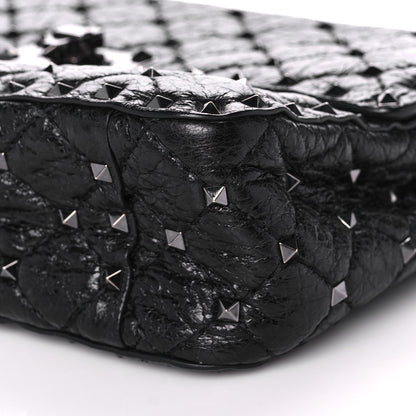 Valentino Garavani Craquele Nappa Large Rockstud Spike Shoulder Bag Black 8 of 9