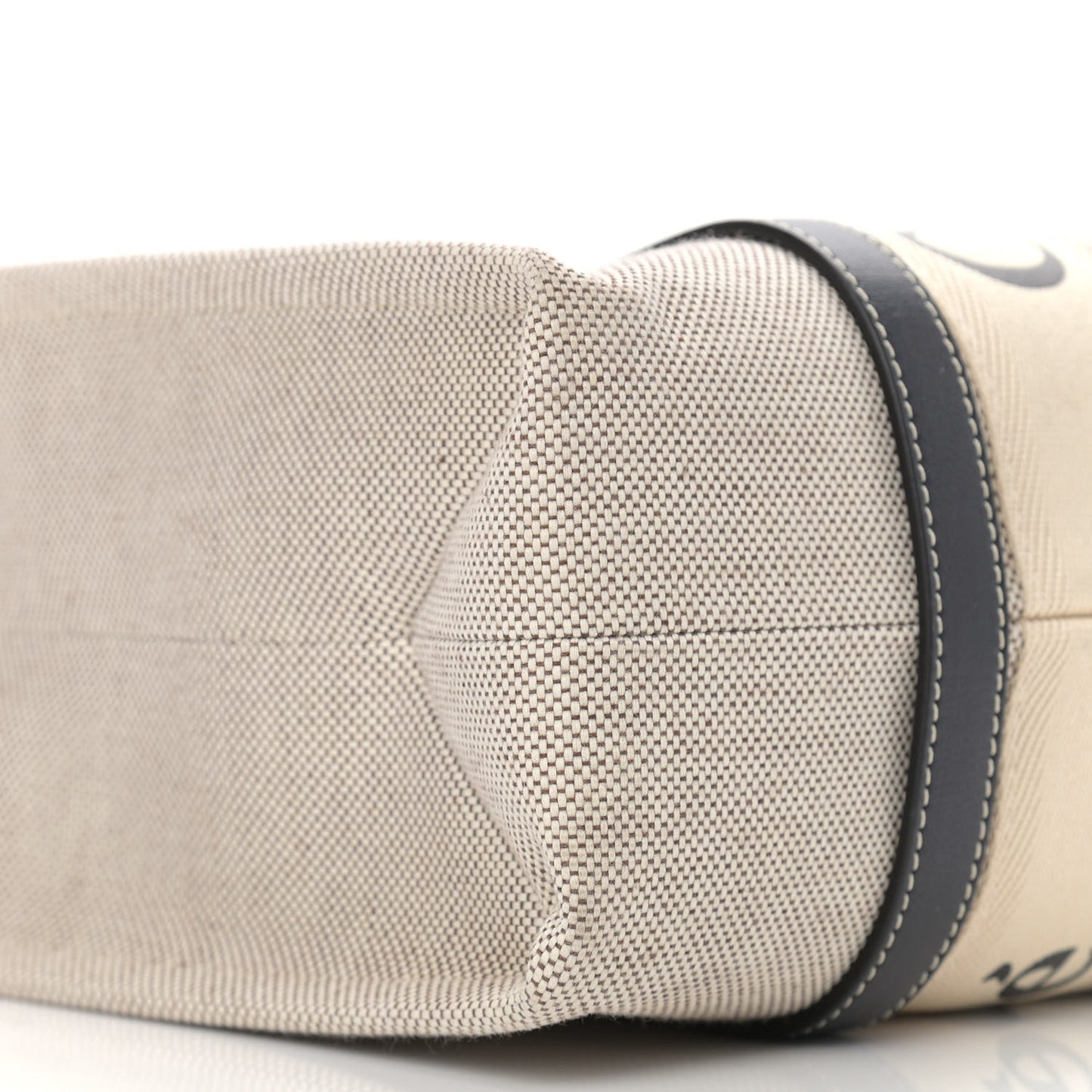 Cotton Calfskin Medium Woody Ribbon Tote White Black
